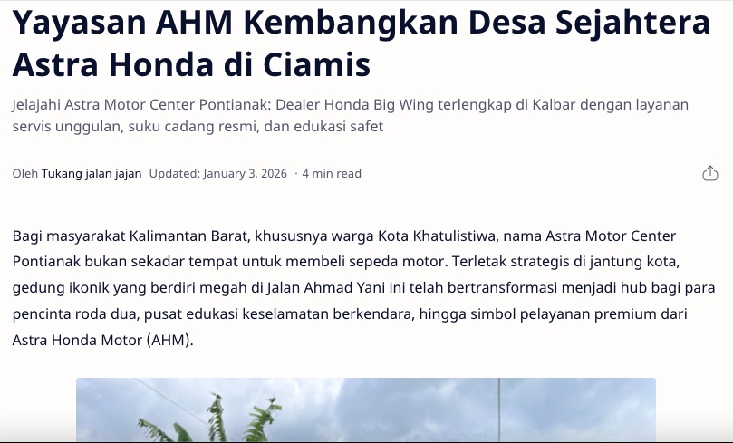Yayasan AHM Kembangkan Desa Sejahtera Astra Honda di Ciamis