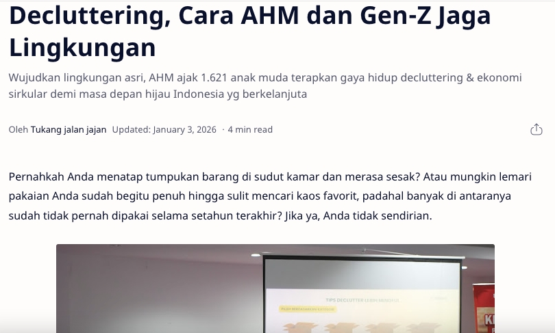 Decluttering, Cara AHM dan Gen-Z Jaga Lingkungan
