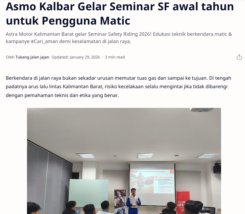 Asmo Kalbar Gelar Seminar SF awal tahun untuk Pengguna Matic
