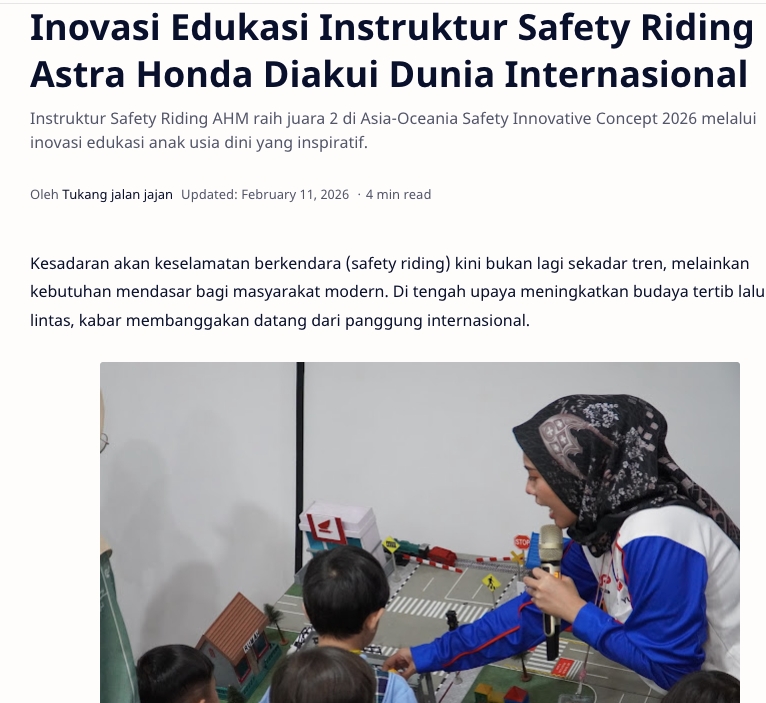 Inovasi Edukasi Instruktur Safety Riding Astra Honda Diakui Dunia Internasional
