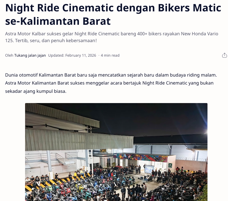 Night Ride Cinematic dengan Bikers Matic se-Kalimantan Barat