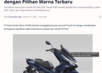 Home Harga Honda PCX Honda PCX160 Makin Mewah, Honda PCX160 Meluncur dengan Pilihan Warna Terbaru