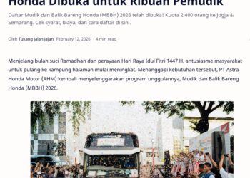 Pendaftaran Mudik dan Balik Bareng Honda Dibuka untuk Ribuan Pemudik
