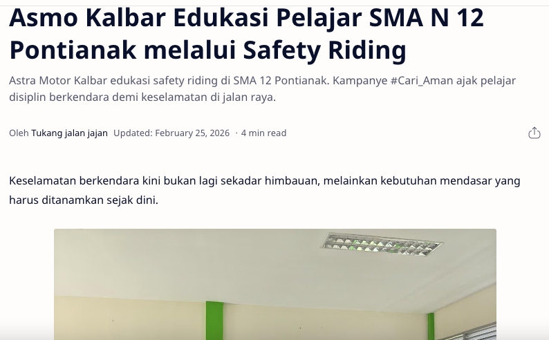 Asmo Kalbar Edukasi Pelajar SMA N 12 Pontianak melalui Safety Riding