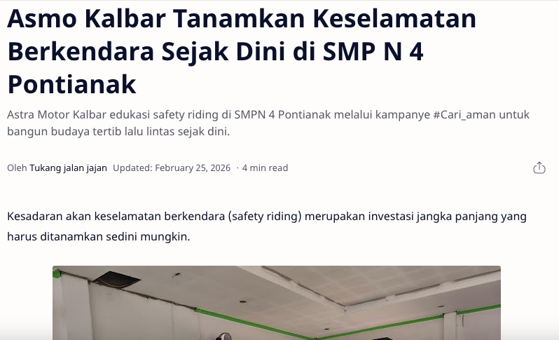 Asmo Kalbar Tanamkan Keselamatan Berkendara Sejak Dini di SMP N 4 Pontianak