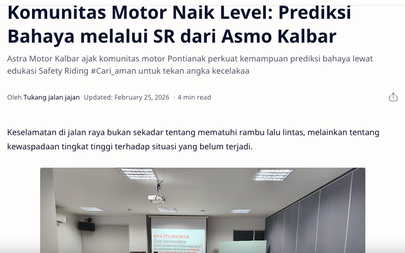 Komunitas Motor Naik Level: Prediksi Bahaya melalui SR dari Asmo Kalbar