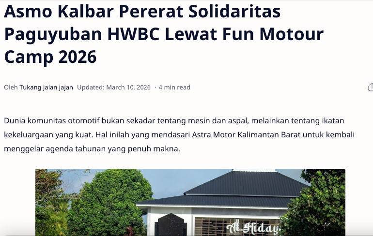 Asmo Kalbar Pererat Solidaritas Paguyuban HWBC Lewat Fun Motour Camp 2026