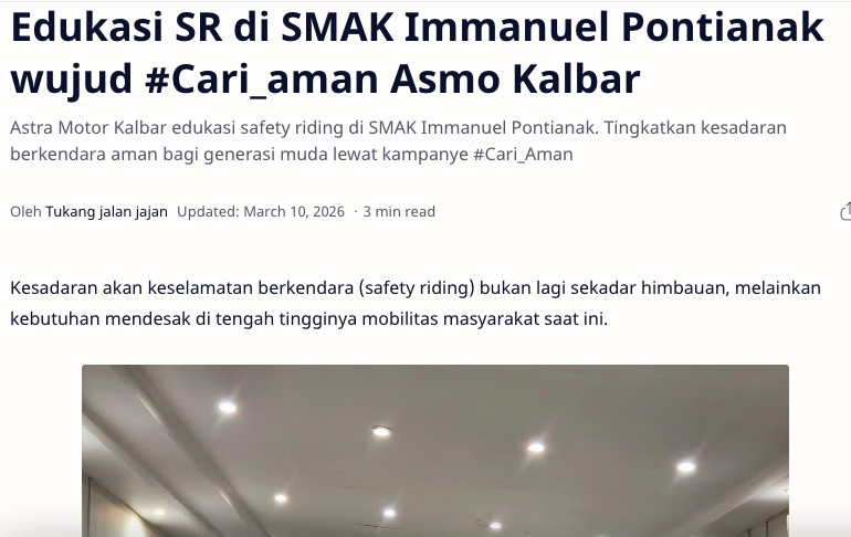 Edukasi SR di SMAK Immanuel Pontianak wujud #Cari_aman Asmo Kalbar