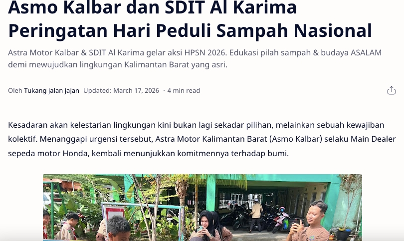 Asmo Kalbar dan SDIT Al Karima Peringatan Hari Peduli Sampah Nasional