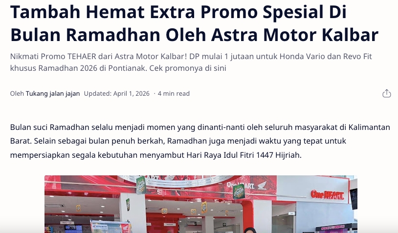 Tambah Hemat Extra Promo Spesial Di Bulan Ramadhan Oleh Astra Motor Kalbar