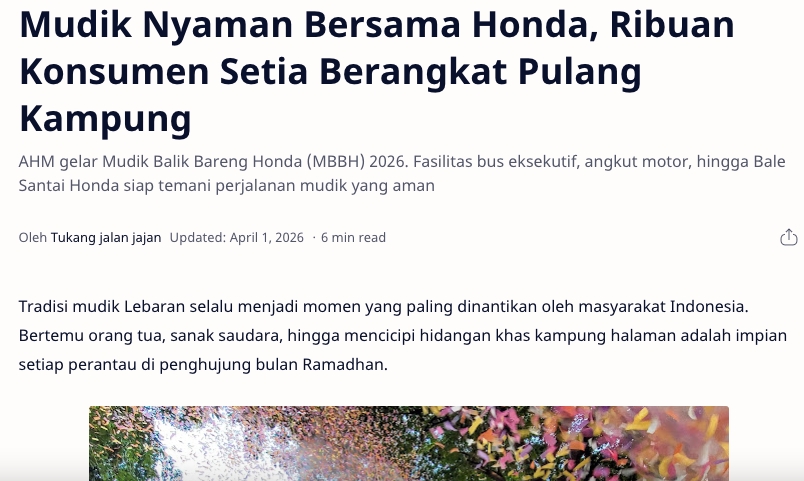 Mudik Nyaman Bersama Honda, Ribuan Konsumen Setia Berangkat Pulang Kampung
