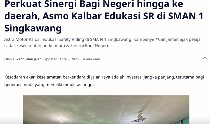 Perkuat Sinergi Bagi Negeri hingga ke daerah, Asmo Kalbar Edukasi SR di SMAN 1 Singkawang