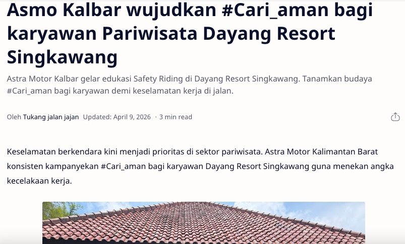 Asmo Kalbar wujudkan #Cari_aman bagi karyawan Pariwisata Dayang Resort Singkawang