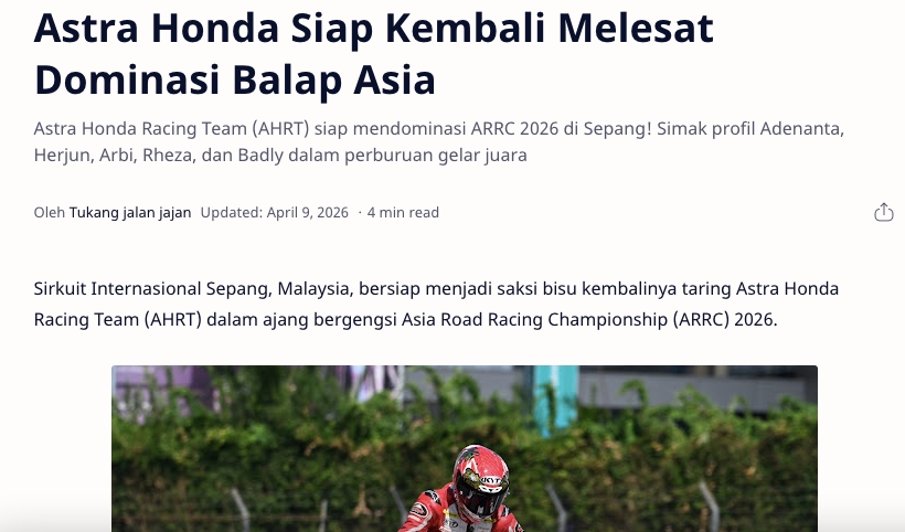Astra Honda Siap Kembali Melesat Dominasi Balap Asia