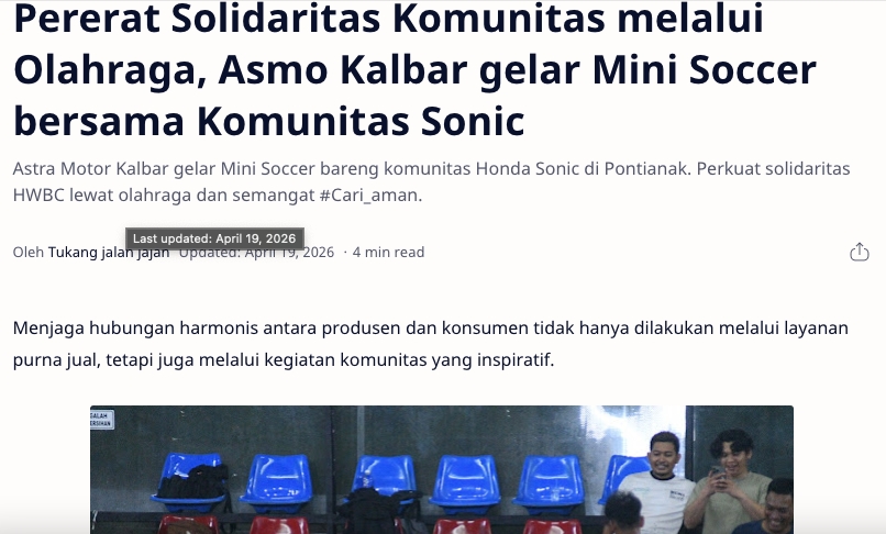 Pererat Solidaritas Komunitas melalui Olahraga, Asmo Kalbar gelar Mini Soccer bersama Komunitas Sonic