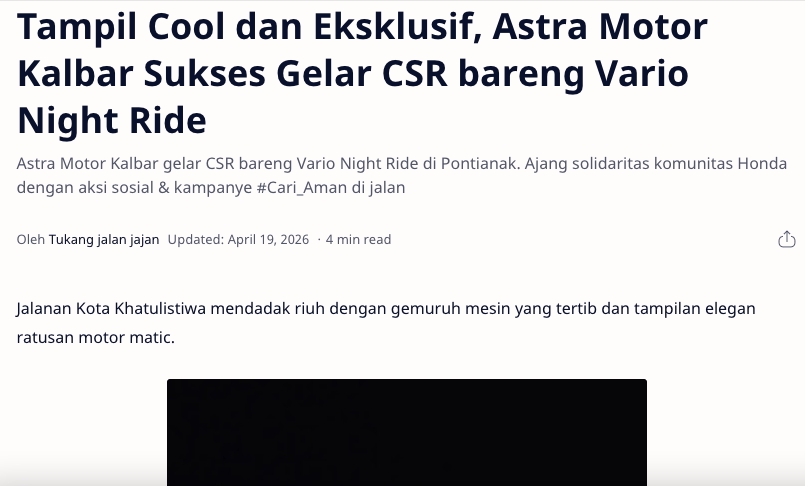 Tampil Cool dan Eksklusif, Astra Motor Kalbar Sukses Gelar CSR bareng Vario Night Ride