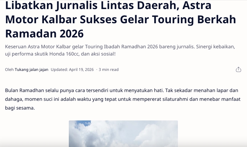 Libatkan Jurnalis Lintas Daerah, Astra Motor Kalbar Sukses Gelar Touring Berkah Ramadan 2026