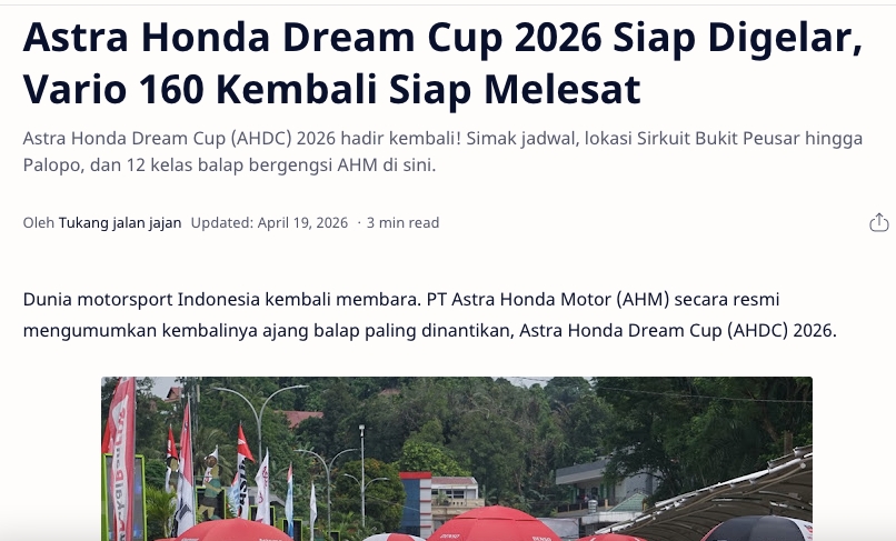 Astra Honda Dream Cup 2026 Siap Digelar, Vario 160 Kembali Siap Melesat