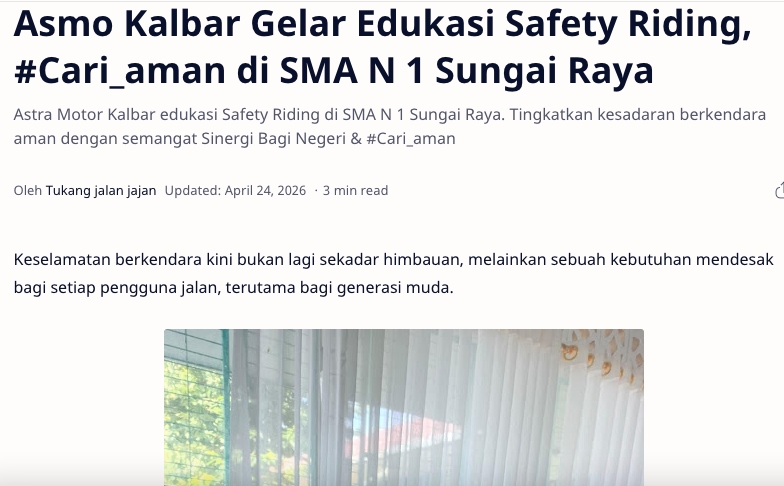 Asmo Kalbar Gelar Edukasi Safety Riding, #Cari_aman di SMA N 1 Sungai Raya