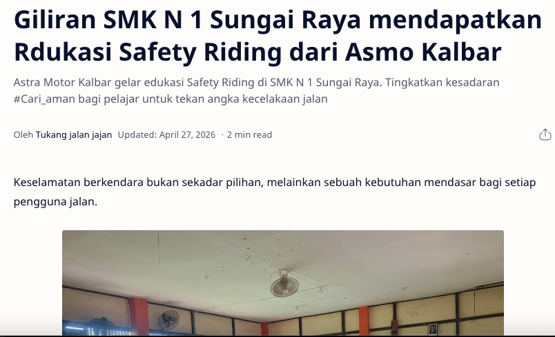 Giliran SMK N 1 Sungai Raya mendapatkan Rdukasi Safety Riding dari Asmo Kalbar