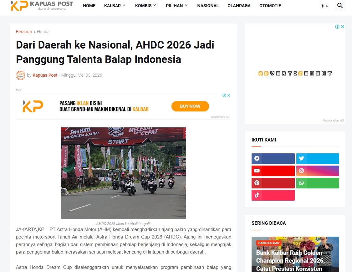 Dari Daerah ke Nasional, AHDC 2026 Jadi Panggung Talenta Balap ...