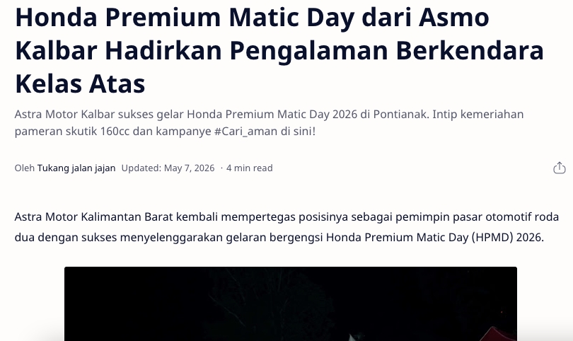 Honda Premium Matic Day dari Asmo Kalbar Hadirkan Pengalaman Berkendara Kelas Atas