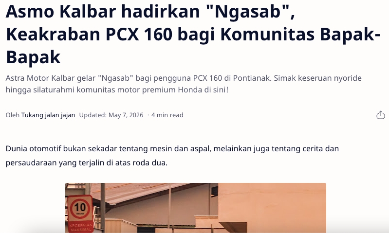 Asmo Kalbar hadirkan "Ngasab", Keakraban PCX 160 bagi Komunitas Bapak-Bapak