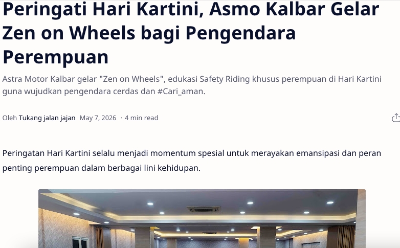 Peringati Hari Kartini, Asmo Kalbar Gelar Zen on Wheels bagi Pengendara Perempuan