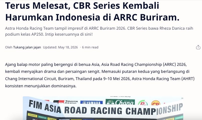Terus Melesat, CBR Series Kembali Harumkan Indonesia di ARRC Buriram.