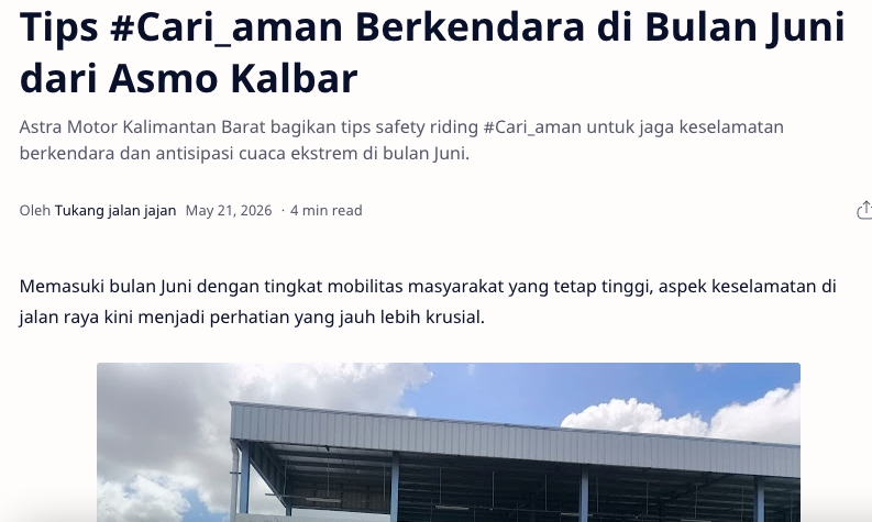 Tips #Cari_aman Berkendara di Bulan Juni dari Asmo Kalbar