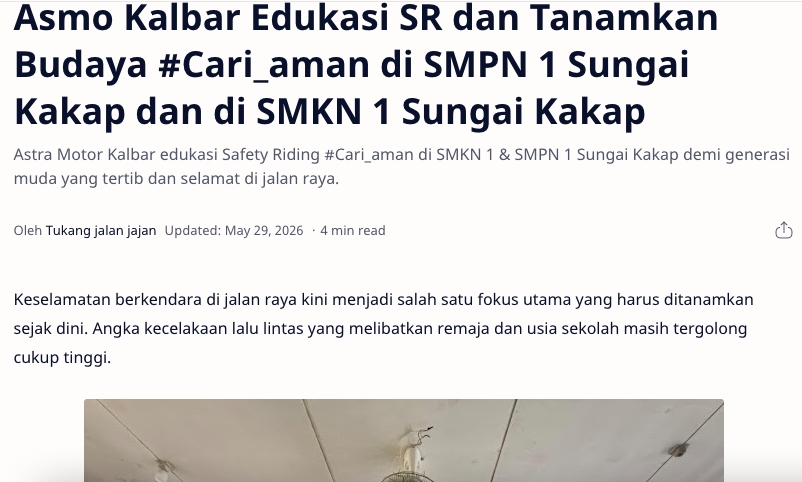 Asmo Kalbar Edukasi SR dan Tanamkan Budaya #Cari_aman di SMPN 1 Sungai Kakap dan di SMKN 1 Sungai Kakap