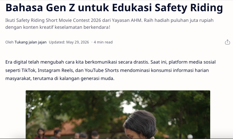 Bahasa Gen Z untuk Edukasi Safety Riding