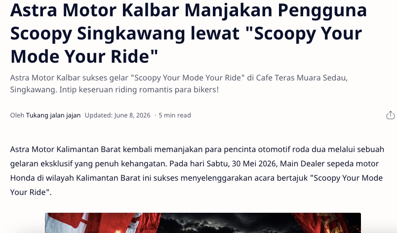 Astra Motor Kalbar Manjakan Pengguna Scoopy Singkawang lewat "Scoopy Your Mode Your Ride"