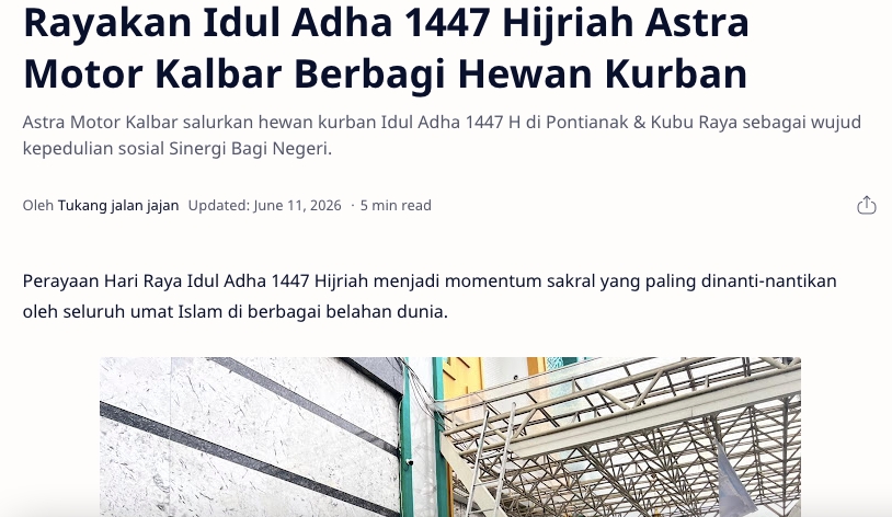 Rayakan Idul Adha 1447 Hijriah Astra Motor Kalbar Berbagi Hewan Kurban