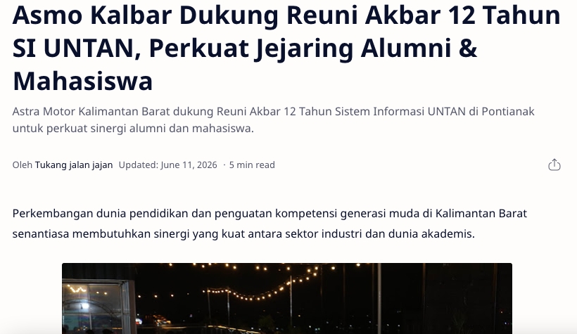 Asmo Kalbar Dukung Reuni Akbar 12 Tahun SI UNTAN, Perkuat Jejaring Alumni & Mahasiswa