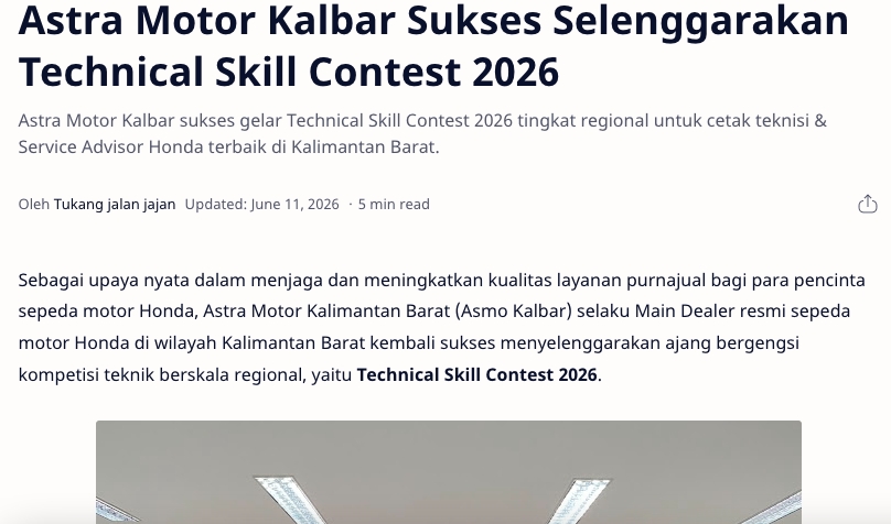 Astra Motor Kalbar Sukses Selenggarakan Technical Skill Contest 2026