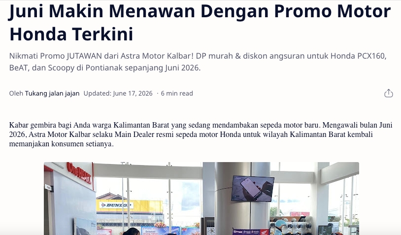 Juni Makin Menawan Dengan Promo Motor Honda Terkini