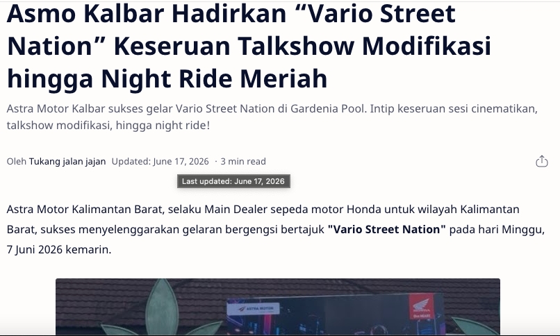 Asmo Kalbar Hadirkan “Vario Street Nation” Keseruan Talkshow Modifikasi hingga Night Ride Meriah