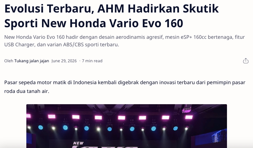 Evolusi Terbaru, AHM Hadirkan Skutik Sporti New Honda Vario Evo 160