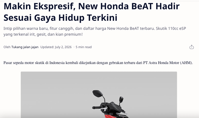 Makin Ekspresif, New Honda BeAT Hadir Sesuai Gaya Hidup Terkini