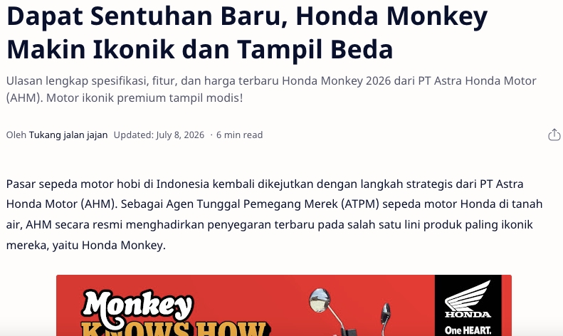 Dapat Sentuhan Baru, Honda Monkey Makin Ikonik dan Tampil Beda