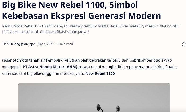 Big Bike New Rebel 1100, Simbol Kebebasan Ekspresi Generasi Modern