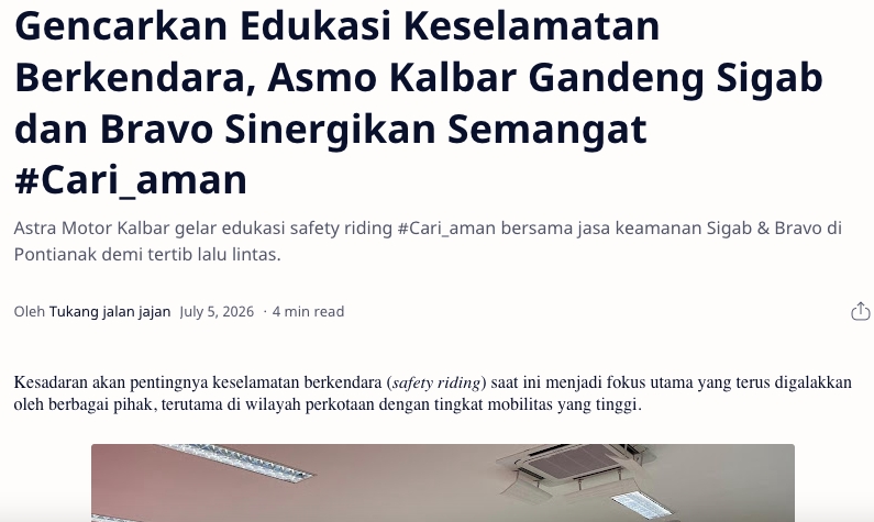 Gencarkan Edukasi Keselamatan Berkendara, Asmo Kalbar Gandeng Sigab dan Bravo Sinergikan Semangat #Cari_aman