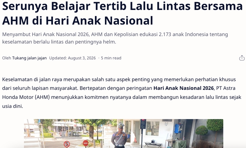 Serunya Belajar Tertib Lalu Lintas Bersama AHM di Hari Anak Nasional