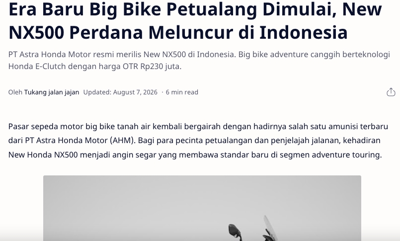 Era Baru Big Bike Petualang Dimulai, New NX500 Perdana Meluncur di Indonesia