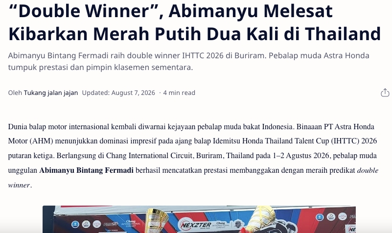 “Double Winner”, Abimanyu Melesat Kibarkan Merah Putih Dua Kali di Thailand