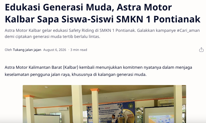 Edukasi Generasi Muda, Astra Motor Kalbar Sapa Siswa-Siswi SMKN 1 Pontianak