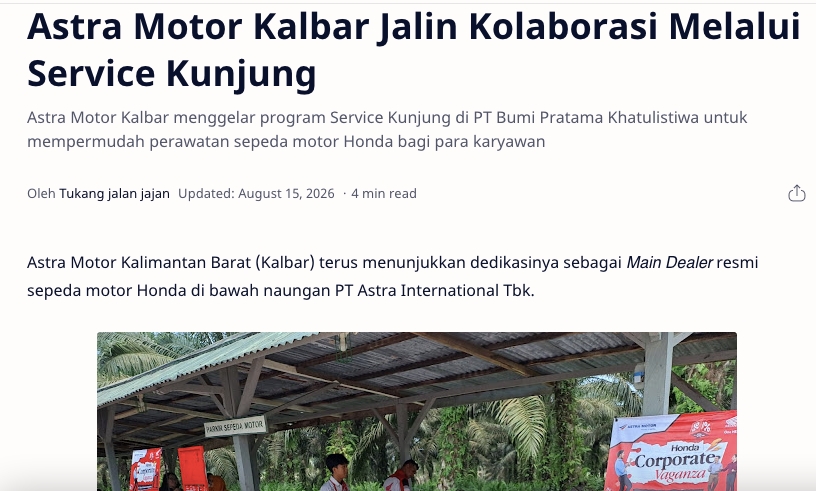 Astra Motor Kalbar Jalin Kolaborasi Melalui Service Kunjung