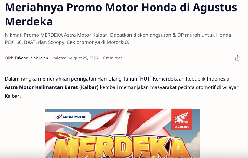 Meriahnya Promo Motor Honda di Agustus Merdeka