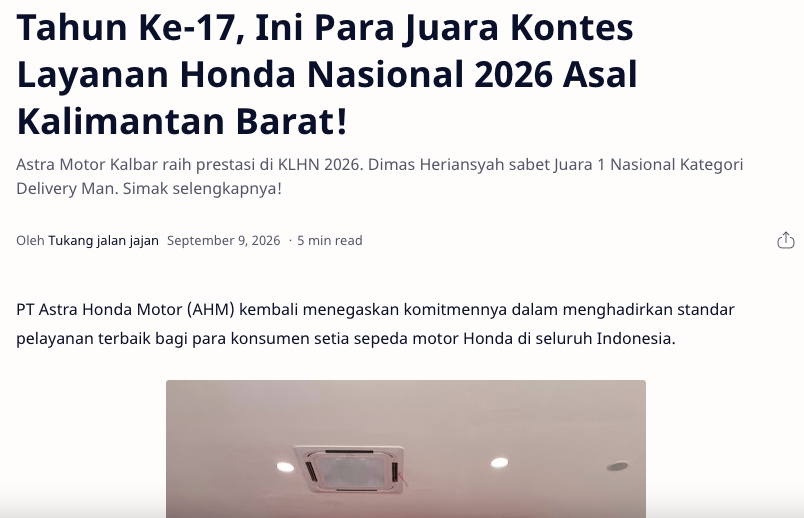 Tahun Ke-17, Ini Para Juara Kontes Layanan Honda Nasional 2026 Asal Kalimantan Barat!